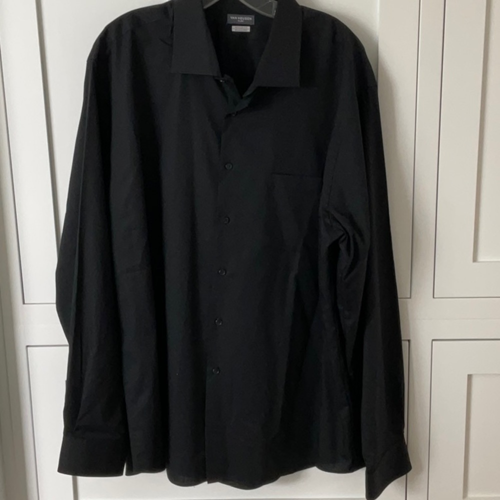 Van Heusen Flex Black Dress Shirt Classic Long Sleeve
